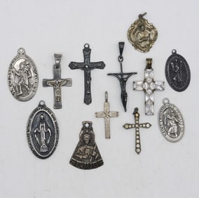 (12) RELIGIOUS PENDANTS 925