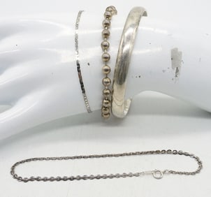 4 STERLING BRACELETS