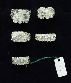 (5) STERLING RING SETTINGS