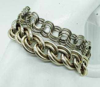 (2) STERLING CHAIN BRACELETS