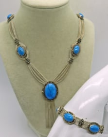 GORGEOUS STERLING NECKLACE BRACELET SET