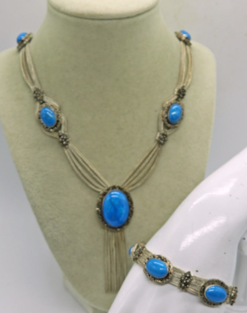 GORGEOUS STERLING NECKLACE BRACELET SET (1 of 1)