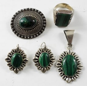 MALACHITE STERLING LOT