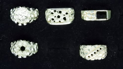 (5) STERLING RING SETTINGS