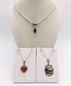 (3) INCREDIBLE VTG STERLING NECKLACES