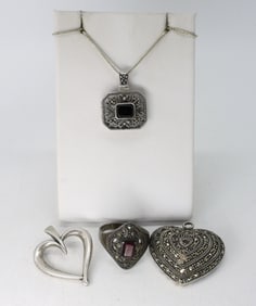 MARCASITE GEMSTONES & HEARTS 925