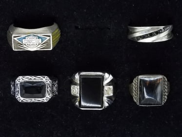 (5) STERLING RINGS - HARLEY DAVIDSON +