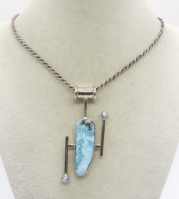 LARIMAR GEMSTONE PENDANT & CHAIN