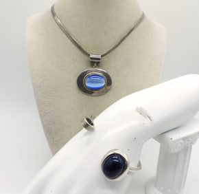TAXCO CATS EYE PENDANT & 925 BRACELET