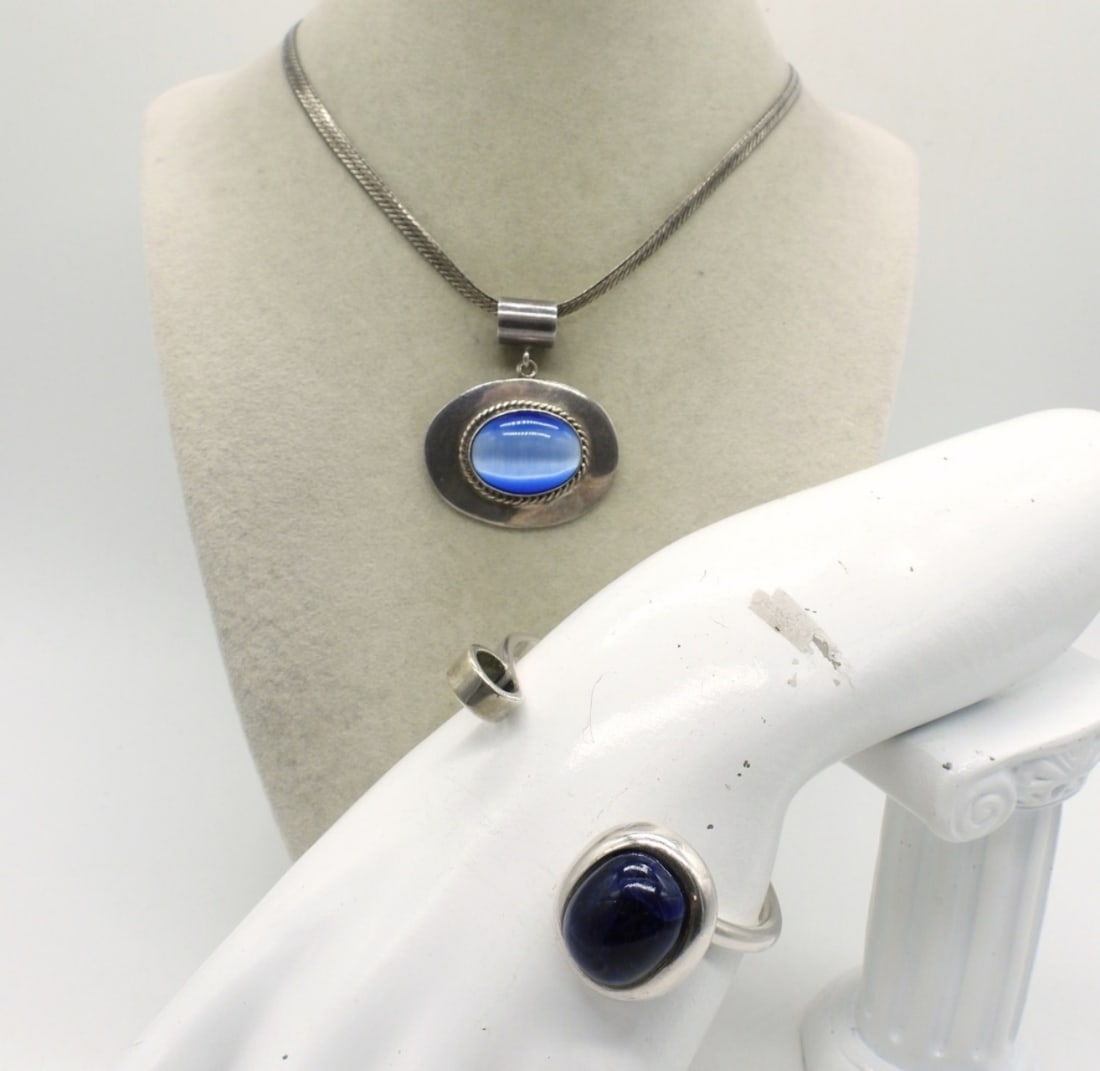 TAXCO CATS EYE PENDANT & 925 BRACELET (1 of 3)
