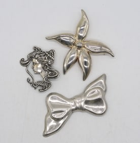 (3) STERLING VINTAGE BROOCHES