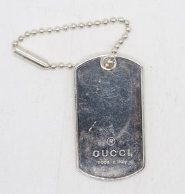 GUCCI STERLING DOG TAG KEYCHAIN