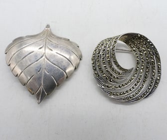 (2) VTG STERLING BROOCHES