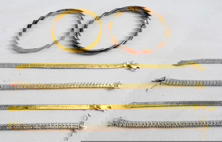 (6) STERLING GOLD TONE BRACELETS