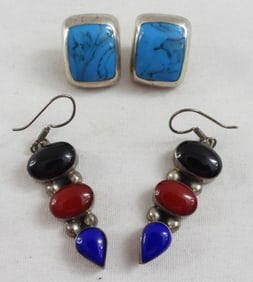 VTG 925 STERLING MEXICO EARRINGS (2 PAIR)