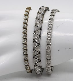 (3) BRIDAL STYLE 925 TENNIS BRACELETS
