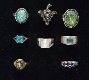 (8) VINTAGE 925 FASHION RINGS