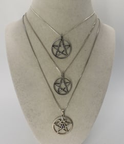 (3) PENTACLE NECKLACES - STERLING