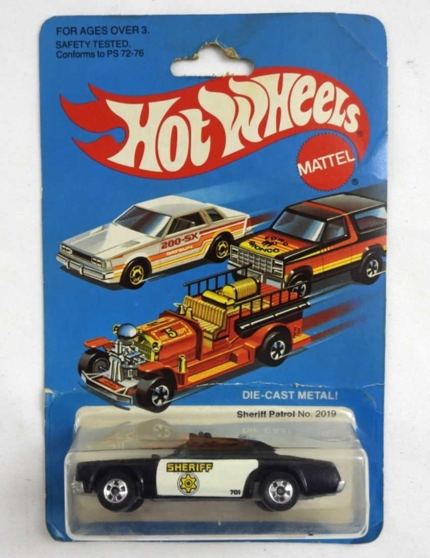 1982 HOT WHEELS #2019 SHERIFF - NEW: STILL IN ORIGINAL PACKAGE slight bend in cardboard