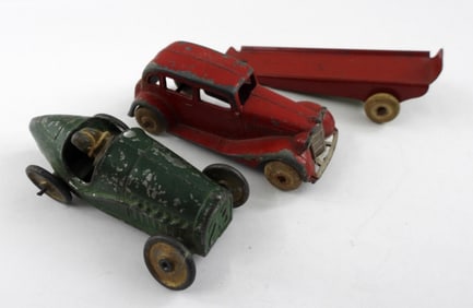 (2) VINTAGE METAL CARS - RACE CAR #23