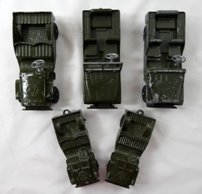 (5) ARMY TOY TRUCKS - TOOTSIE TOY LOT