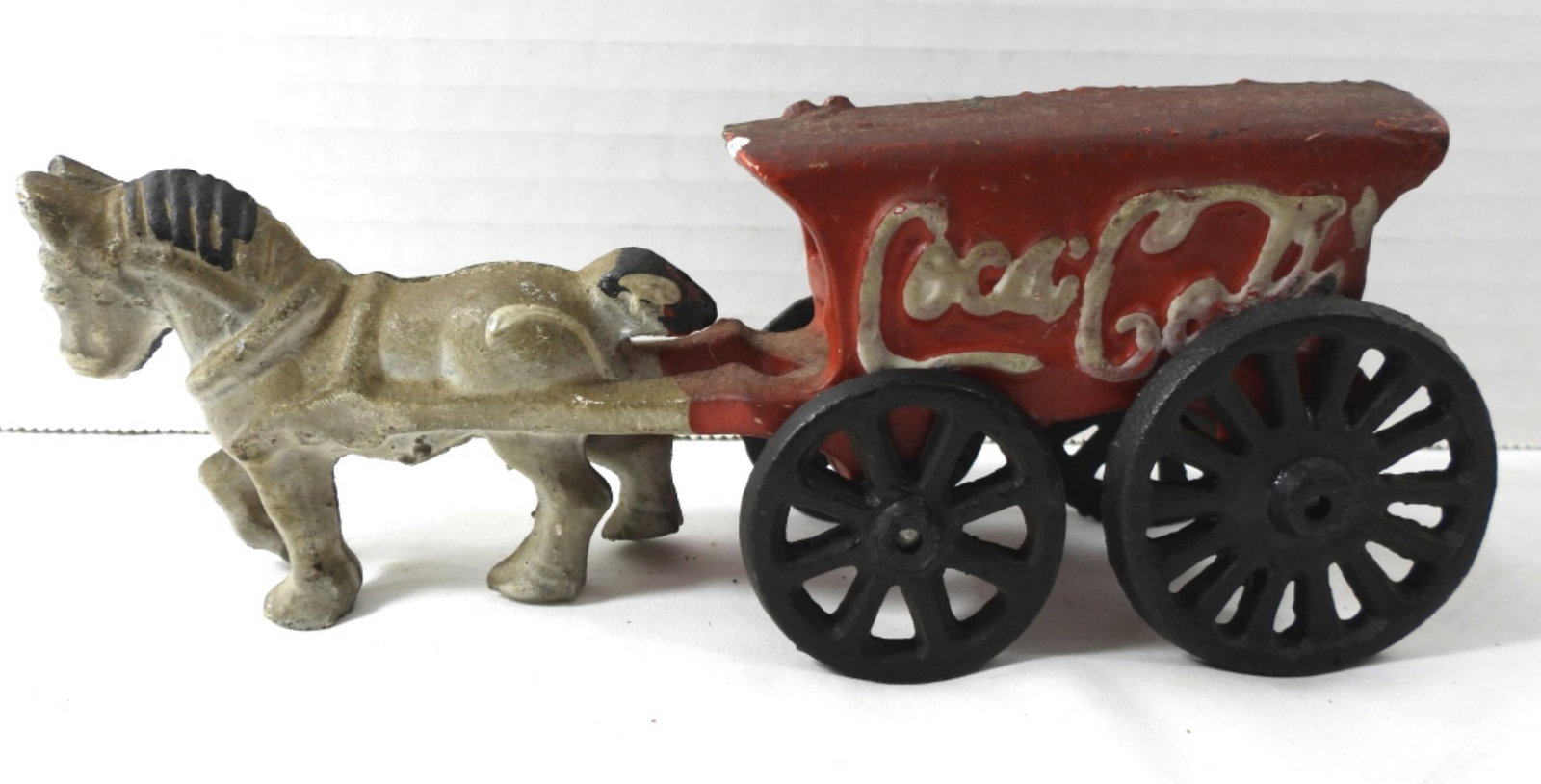 COCA-COLA CAST IRON HORSE & BUGGY: 7" LONG