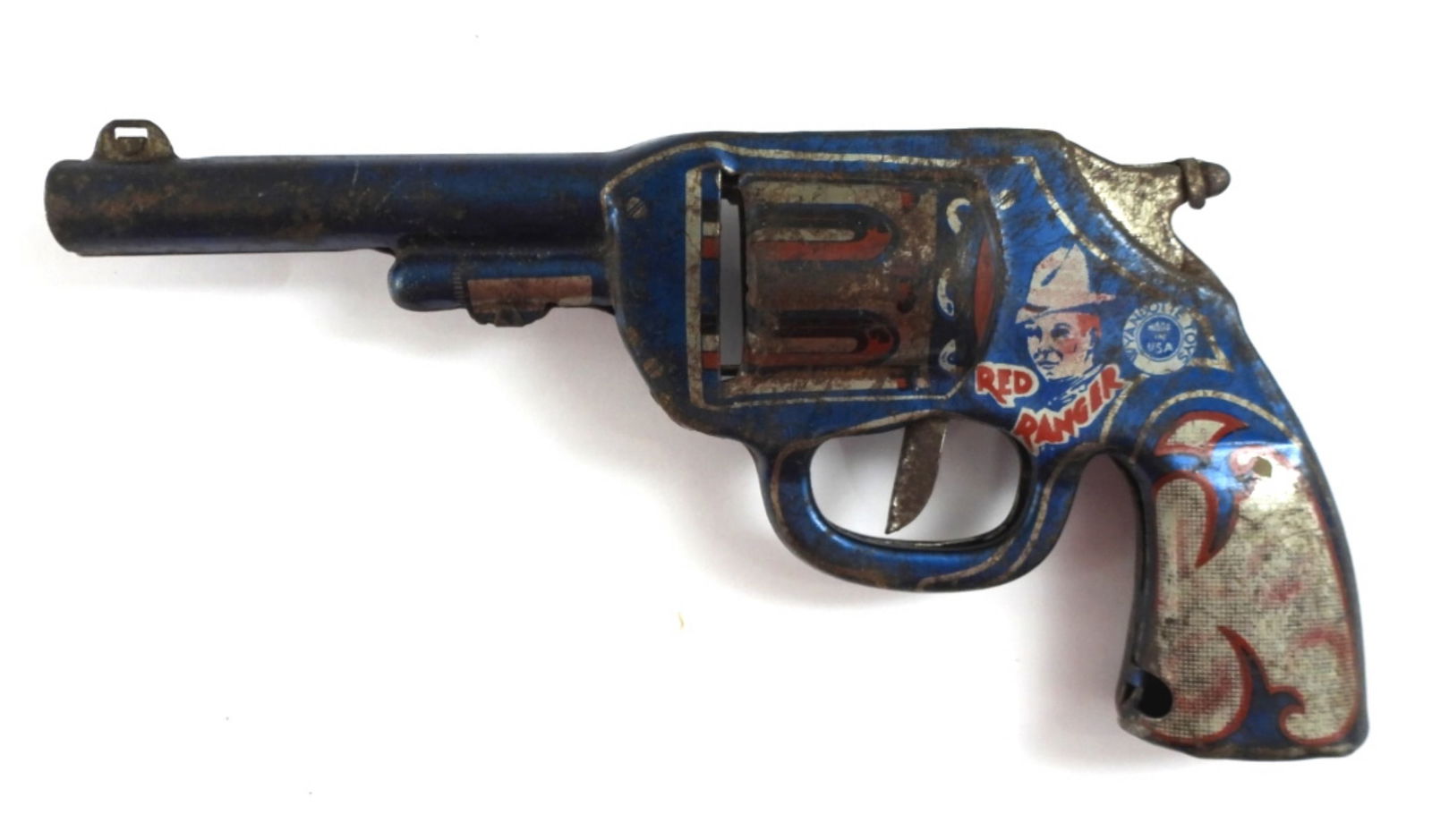 WYANDOTTE RED RANGER CLICKER TOY GUN: WORKING CONDITION - SHOWS SOME WEAR