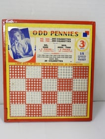 VINTAGE 3c ODD PENNIES PUNCHBOARD