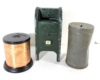 (3) VINTAGE SAVING BANKS U.S.POST BOX