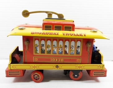 1960'S TIN BATTERY OP BROADWAY TROLLEY