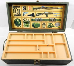 VINTAGE GREEN WOODEN GI JOE FOOT LOCKER