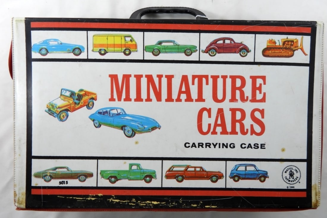 CARRYING CASE FOR CARS by MATTEL w/CARS: 19 VARIOUS CARS in MATTEL CARRYING CASE