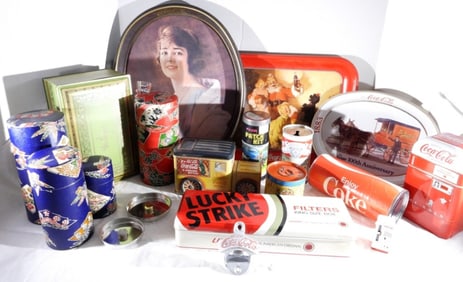 (13) VTG TIN LOT-COKE-COLA, & MORE