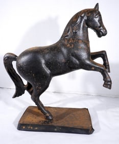 CAST IRON REARING HORSE BANK - ANTIQUE