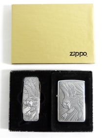 SEALED 1995 EAGLE ZIPPO LIGHTER AND POCKET KNIFE