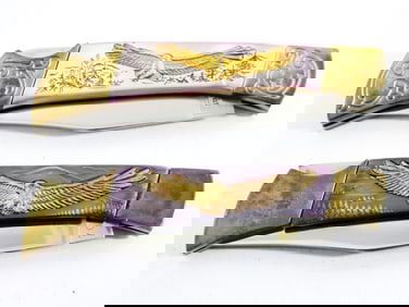 (2) EAGLE HANDLE LOCKBACK KNIVES