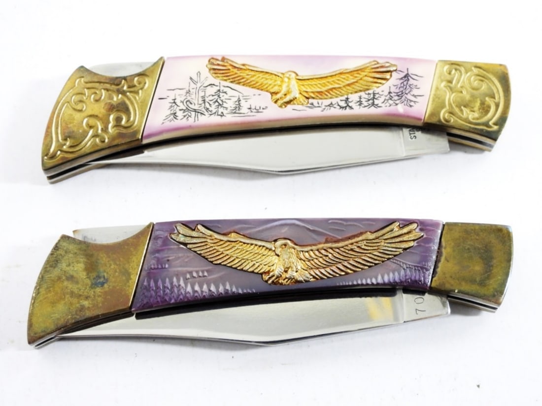 (2) EAGLE HANDLE LOCKBACK KNIVES (1 of 4)