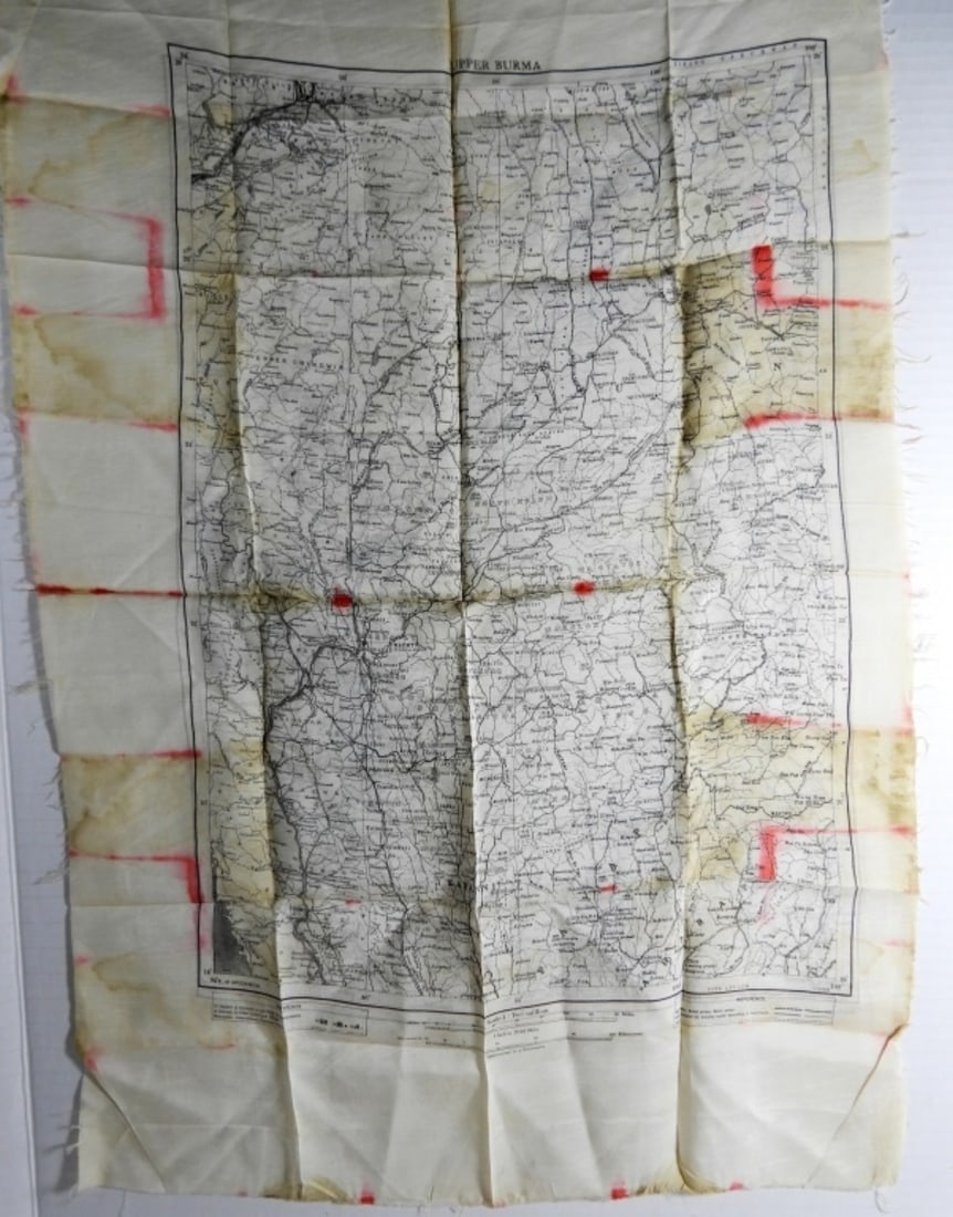 1940'S SILK UPPER BURMA PILOT MAP (1 of 4)