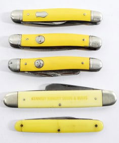 (4) LOT OF YELLOW POCKET KNIVES