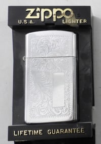 1991 FIRED SLIM VENETIAN ZIPPO LIGHTER
