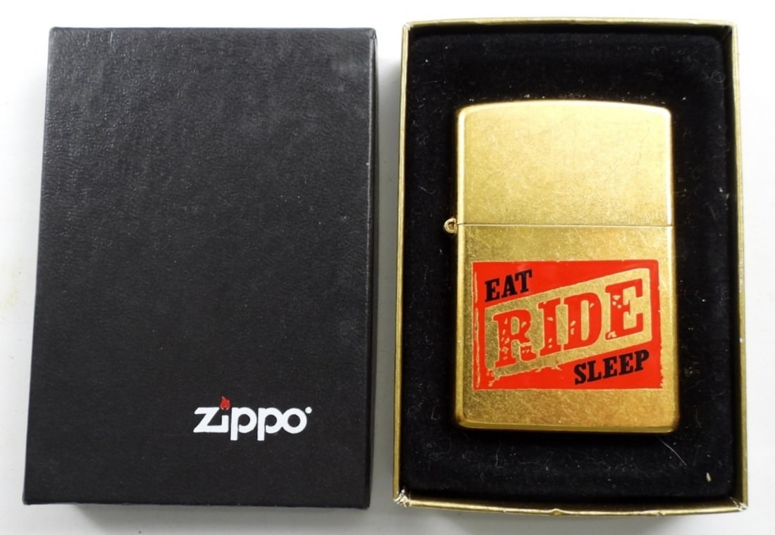 2004 SEALED/UNFIRED BRASS EAT,RIDE,SLEEP: 2004 SEALED/UNFIRED BRASS EAT,RIDE,SLEEP ZIPPO IN BOX
