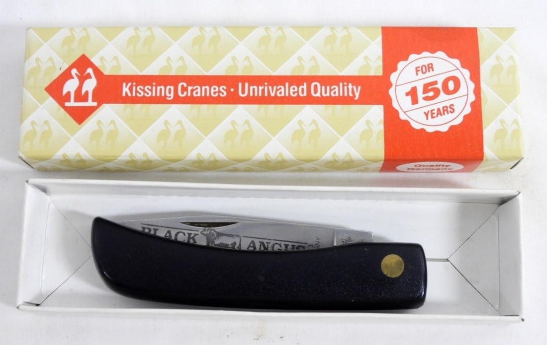KISSING CRANES 5609-147 FOLDING KNIFE: KISSING CRANES MADE IN GERMANY FOLDING KNIFE NO 5609-147, IN ORIGINAL BOX, GOOD CONDITION