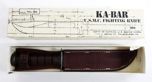 USMC MILITARY KA-BAR KNIFE w/SHEATH
