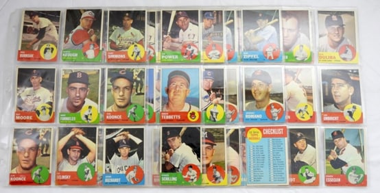 (130) 1963 TOPPS BASEBALL CARDS in ALBUM