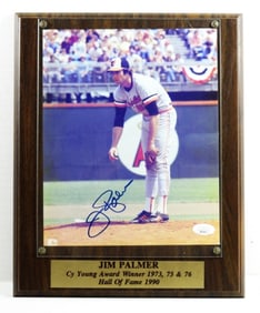 JIM PALMER AUTO 8x10 PLAQUE JSA