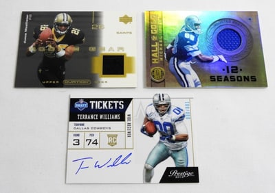 (3) FOOTBALL AUTO & GAME INSERT CARDS