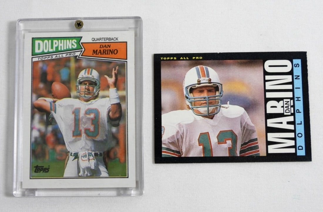 (2) DAN MARINO FOOTBALL CARDS: 1985 TOPPS #314 EX+ & 1987 TOPPS #233 EM