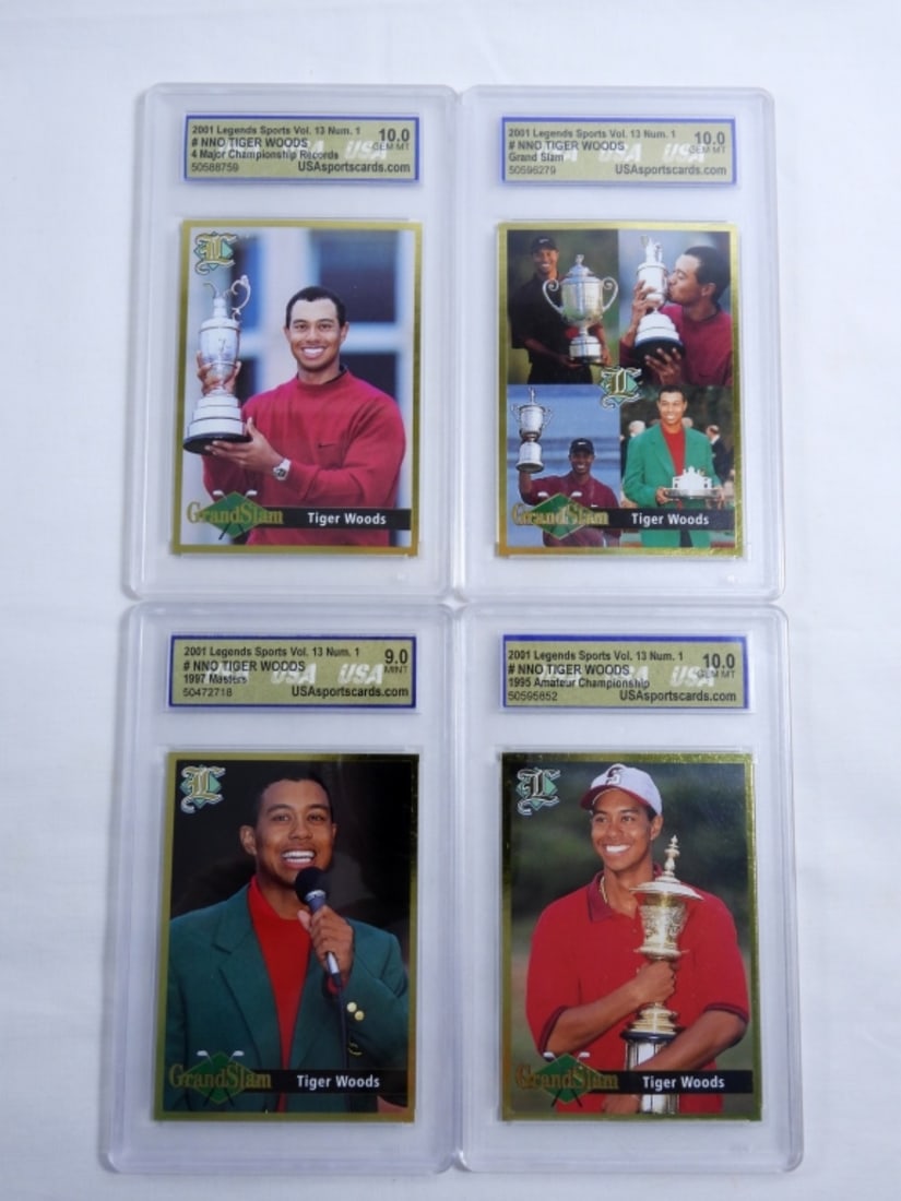 2001 TIGER WOODS WINNINGS CARD LOT (4) (1 of 2)