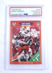 1989 #494 BARRY SANDERS PSA  AUTO 10