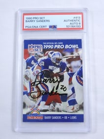 1990 #413 BARRY SANDERS PSA AUTO 8